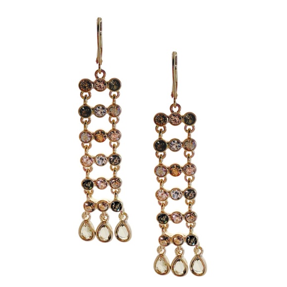 Givenchy Elegant Gold Drop teardrop Crystal Earrings. - Picture 1 of 5